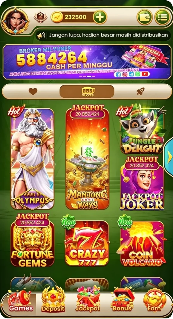 Tampilan utama aplikasi ovo88 APK Terbaru untuk Perangkat Android yang intuitif dan efisien.